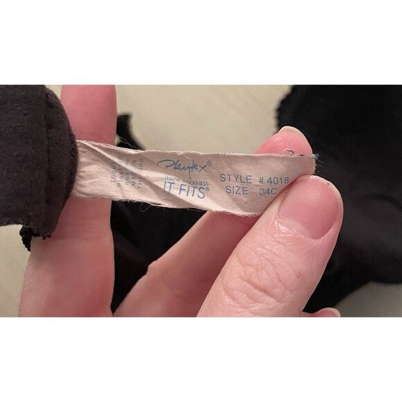 Playtex 4018 Thank Goodness It Fits Bra Lined UW Dots Mesh Womens 34C Black - Picture 6 of 6